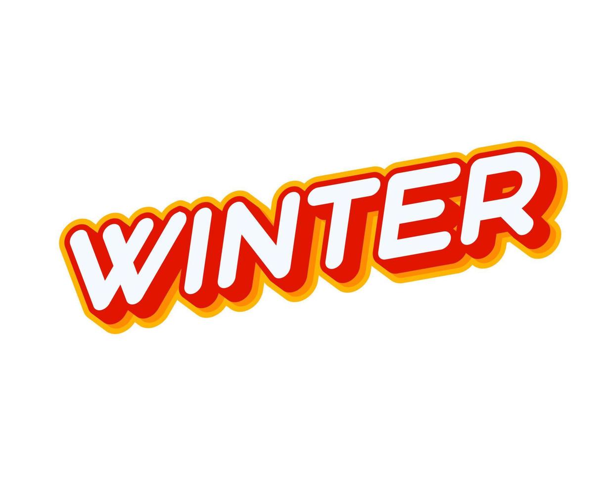 letras de invierno aisladas en vector de diseño de efecto de texto colorido blanco. clima helado helado. texto o inscripciones en inglés. el diseño moderno y creativo tiene colores rojo, naranja, amarillo.