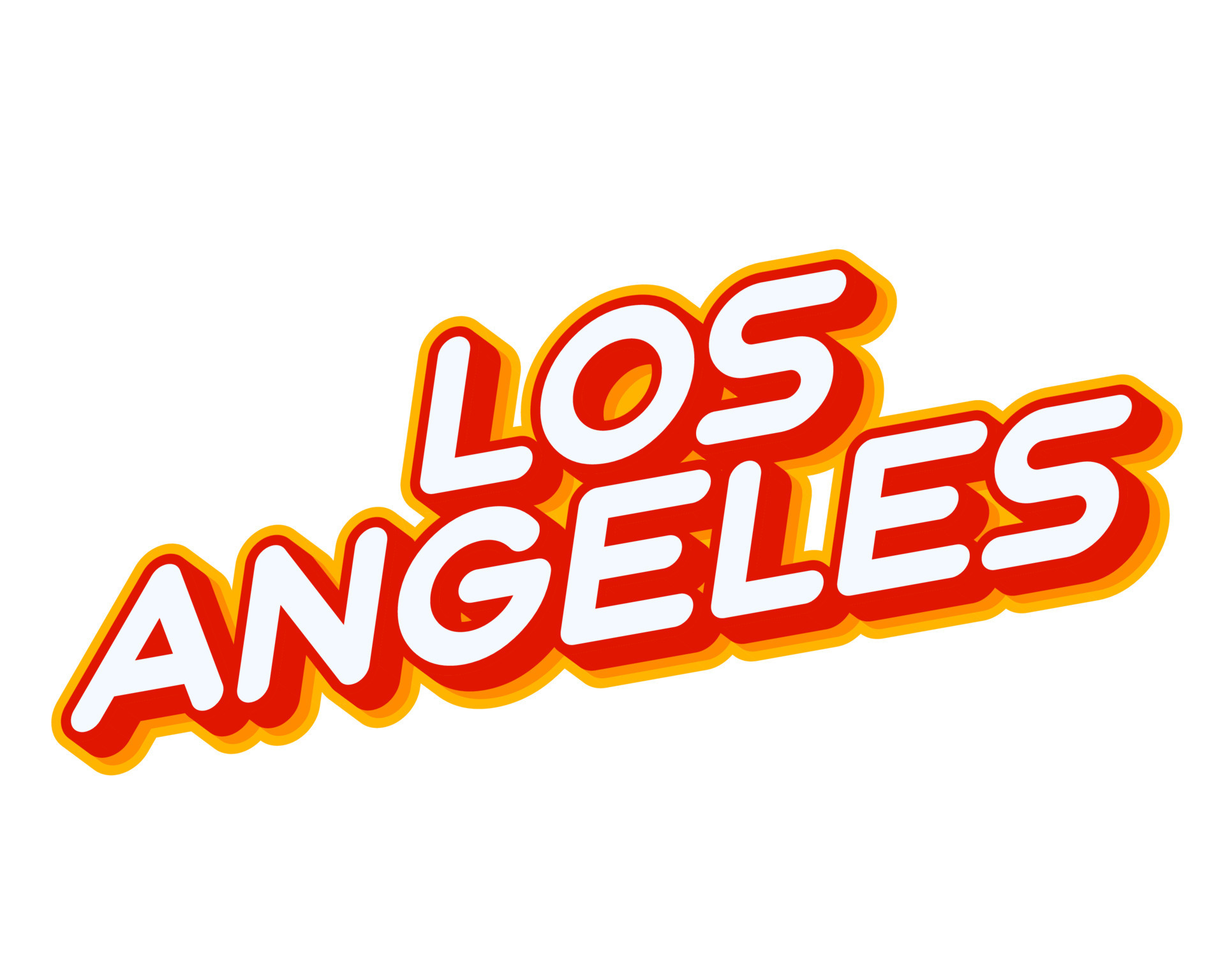 Los Angeles city of USA lettering isolated on white colourful text