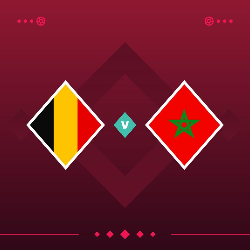 alemania, marruecos partido mundial de fútbol 2022 versus sobre fondo rojo. ilustración vectorial vector