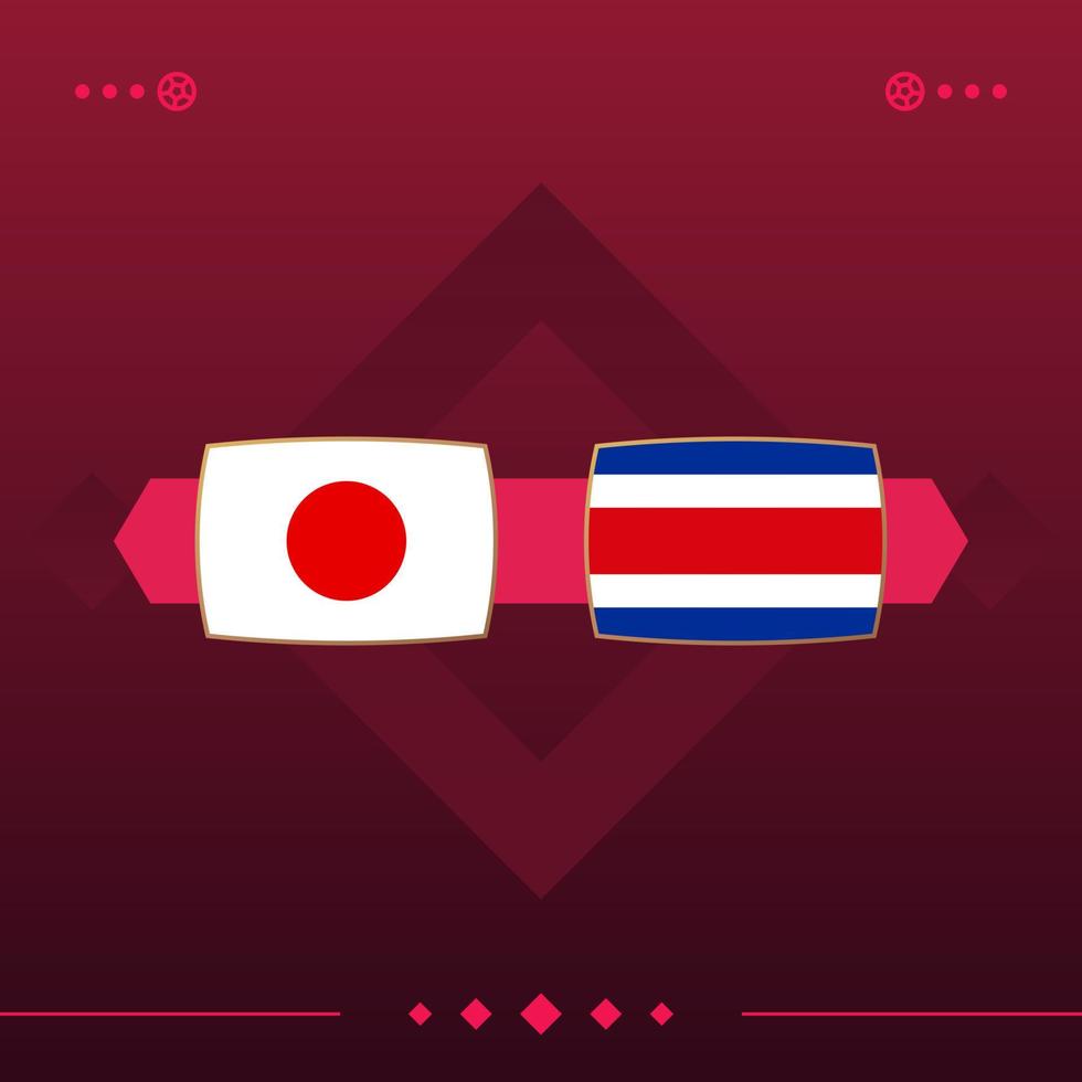 japan, costa rica world football 2022 match versus on red background. vector illustration