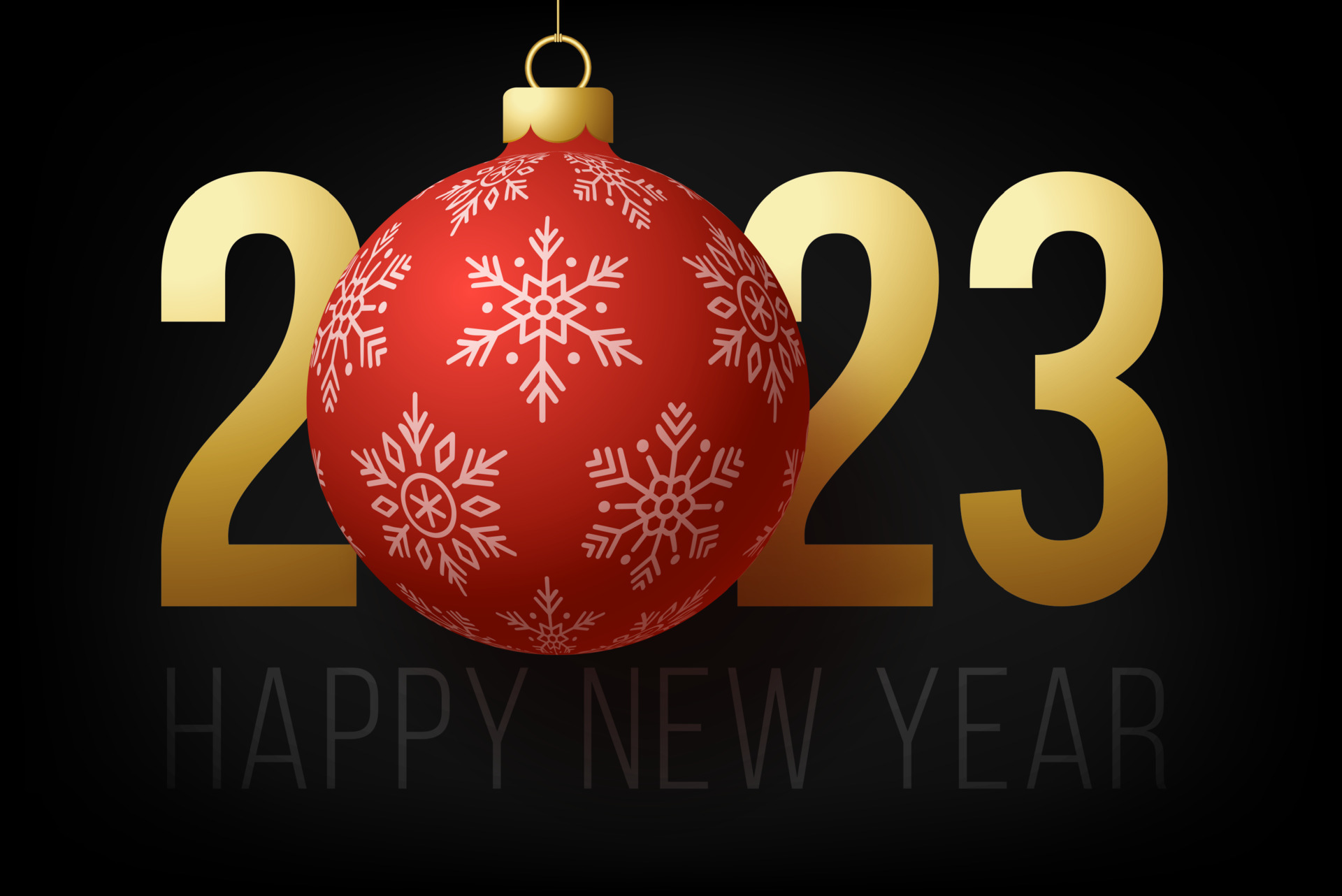 Happy New Year 2023 festive background with Christmas tree and