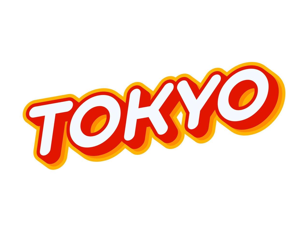 ciudad de tokio capital de letras japonesas aisladas en vector de diseño de efecto de texto colorido blanco. texto o inscripciones en inglés. el diseño moderno y creativo tiene colores rojo, naranja, amarillo.