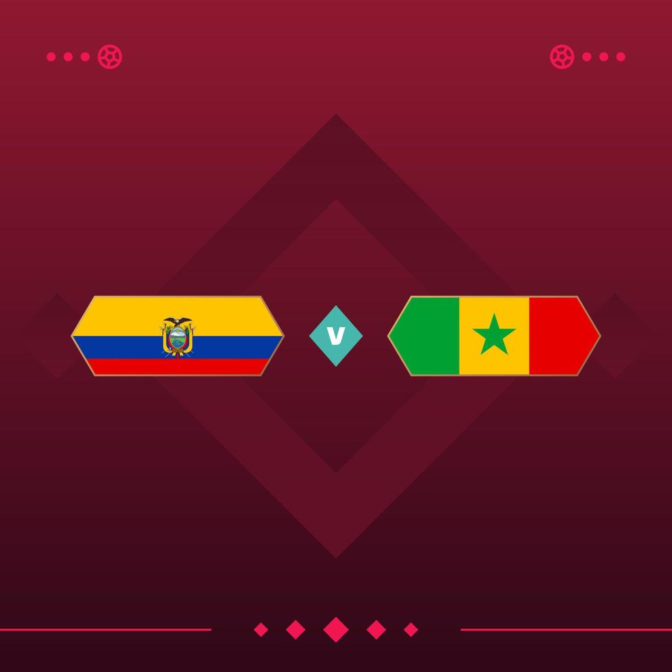 ecuador, senegal world football 2022 match versus on red background. vector illustration