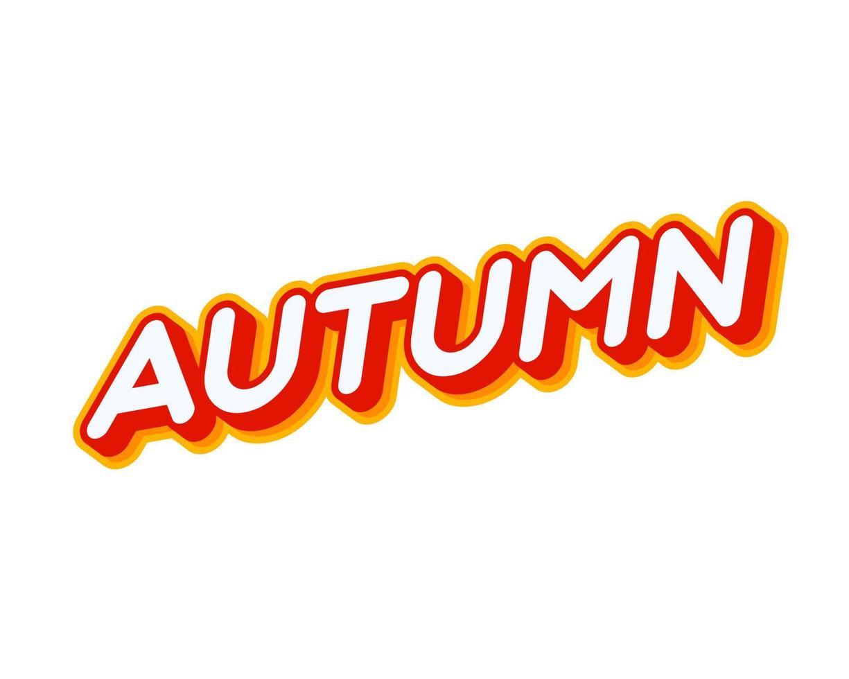 efecto de texto de otoño aislado en el vector de diseño colorido blanco. texto o inscripciones en inglés. el diseño moderno y creativo tiene colores rojo, naranja, amarillo.