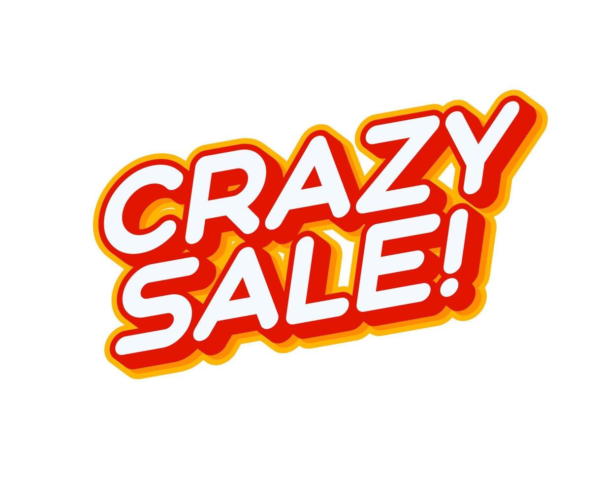 Crazy Sale phrase lettering isolated on white colourful text effect design vector. Text or inscriptions in English. The modern and creative design has red, orange, yellow colors. vector