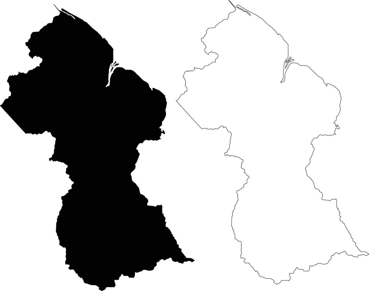 mapa de guayana sobre fondo blanco. símbolo del estado de guayana. delinear el signo del mapa de guyana. estilo plano vector