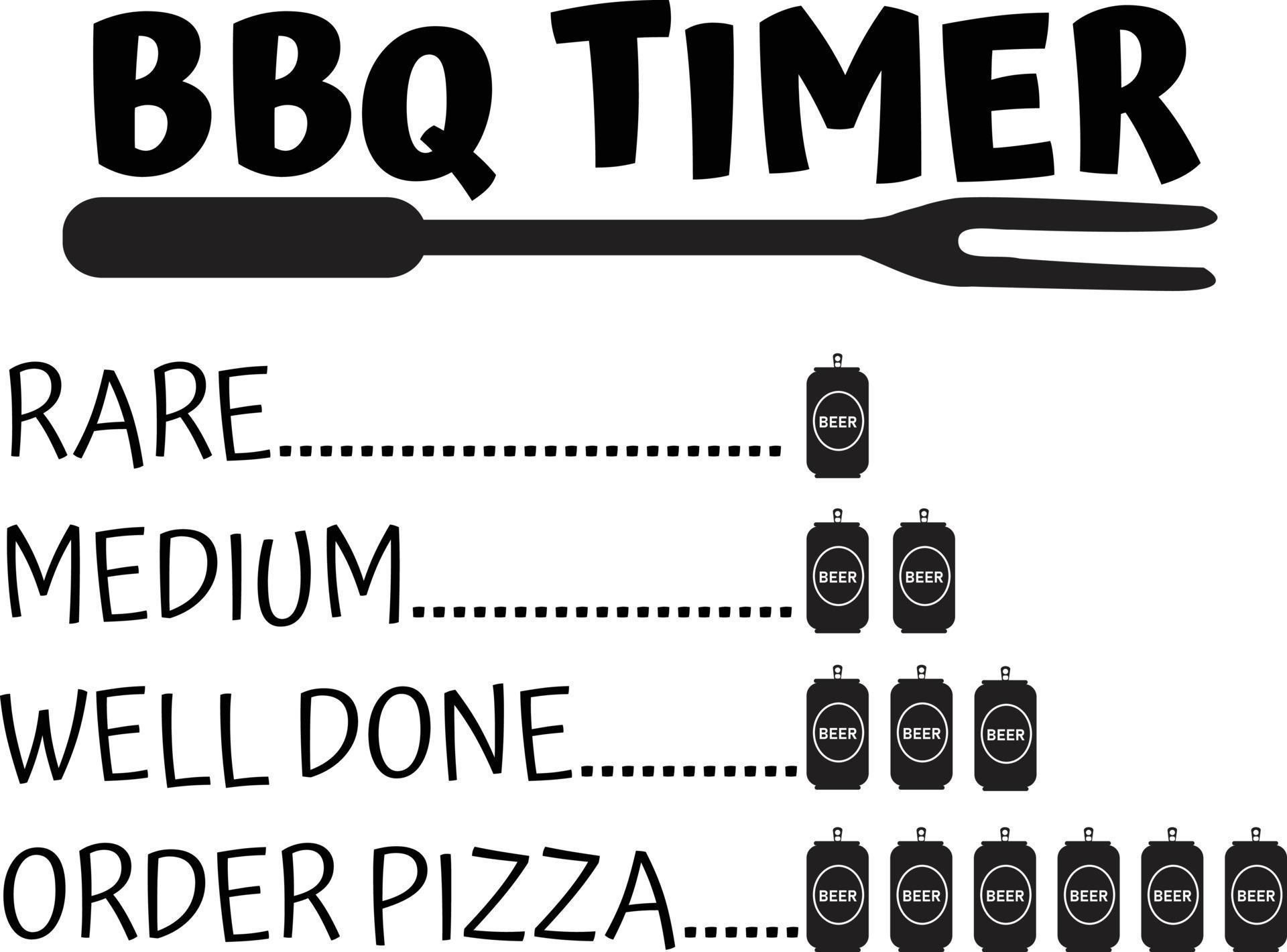 BBQ timer on white background. Barbecue apron sign. Barbecue timer