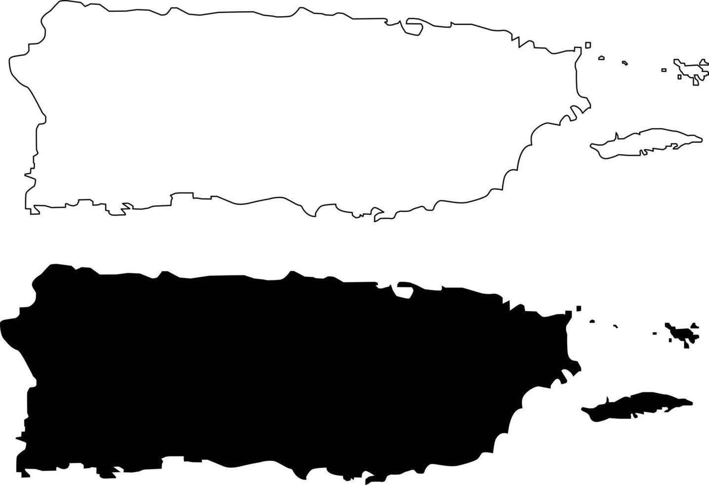 mapa de puerto rico sobre fondo blanco. signo del estado de puerto rico. puerto rico estado de estados unidos símbolo de mapa de contorno negro. estilo plano vector