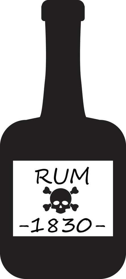 botella de ron pirata sobre fondo blanco. signo de botellas de ron. estilo plano vector