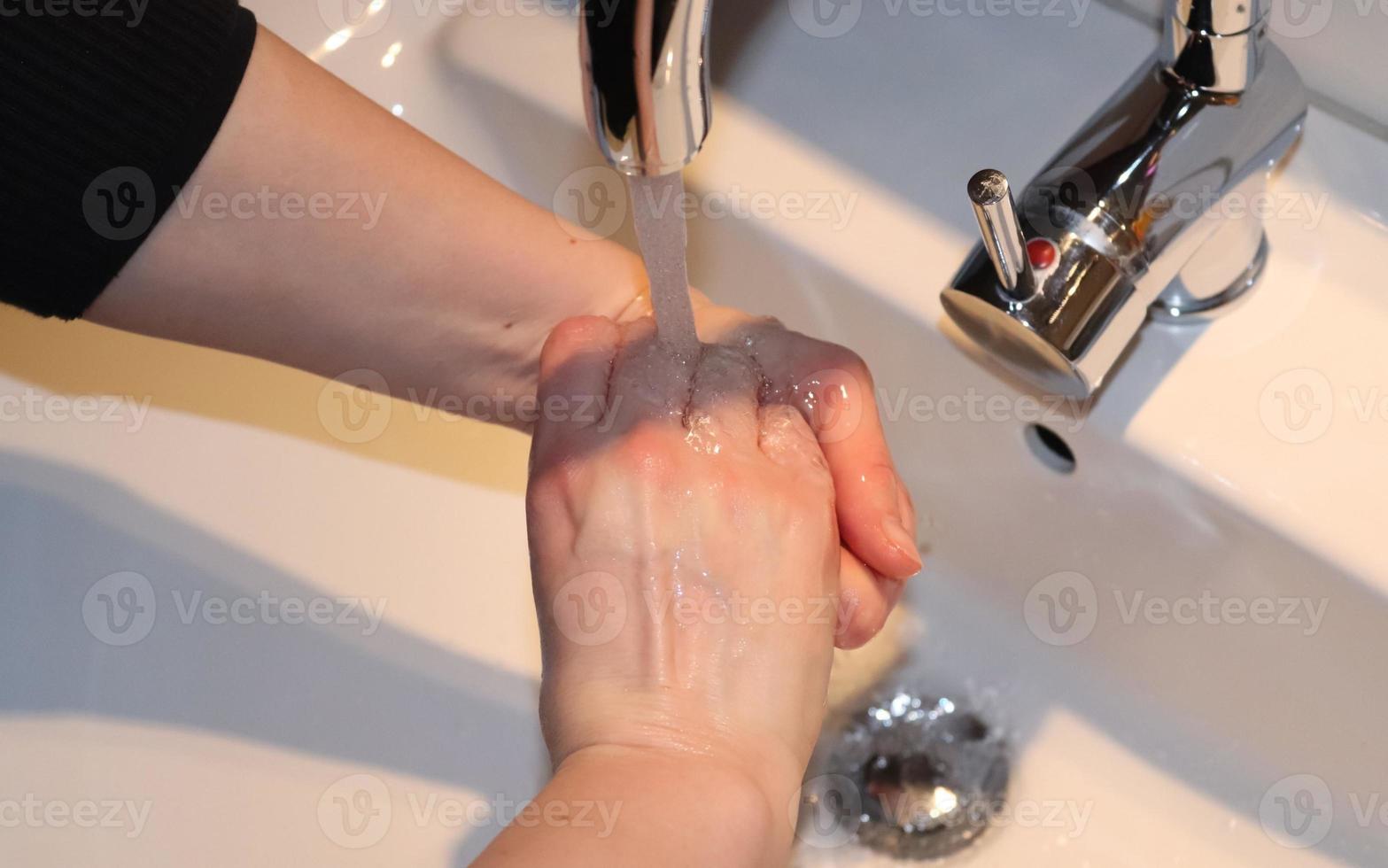 Cleaning and washing hands with soap prevention for outbreak of coronavirus covid-19 photo
