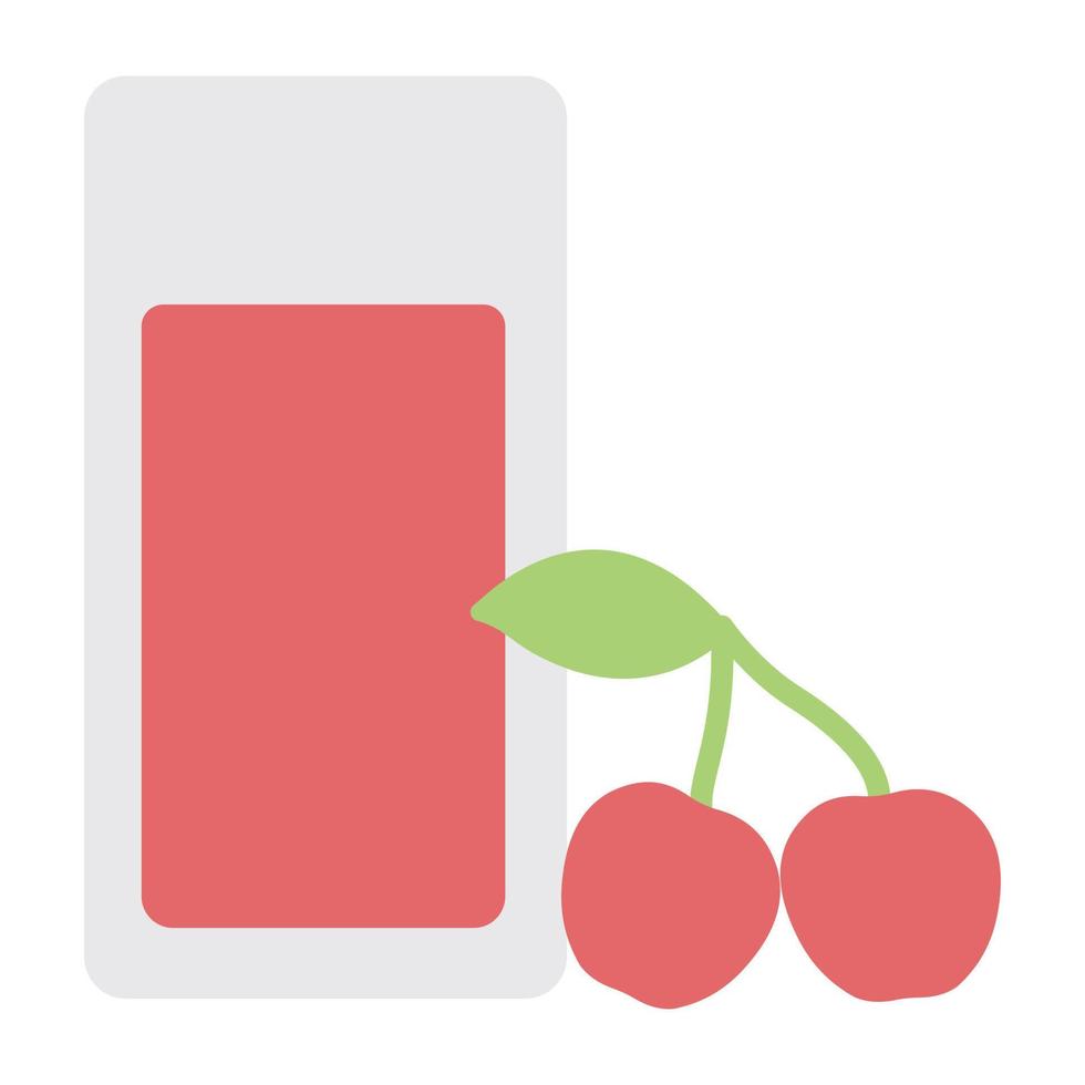 icono de vaso de jugo de cereza, vector editable