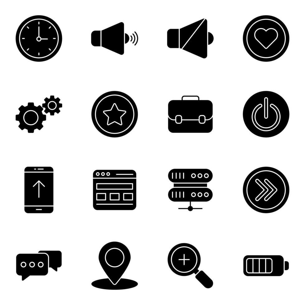 Pack of Data and Security Solid Icons vector