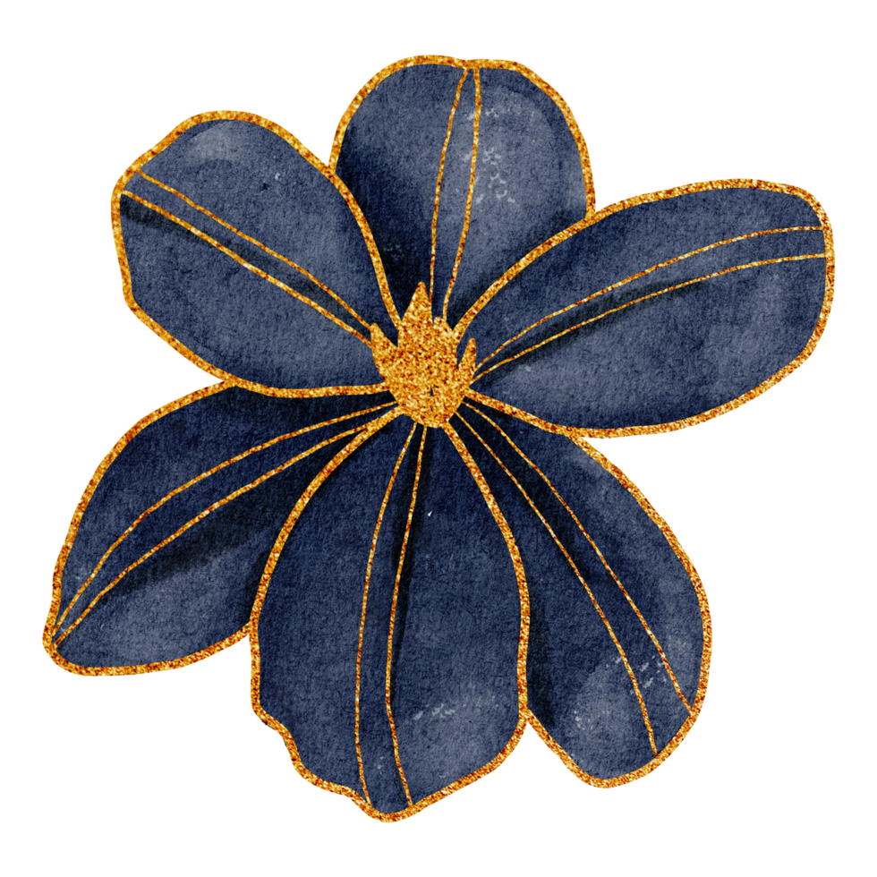 fleur à l'aquarelle d'or png