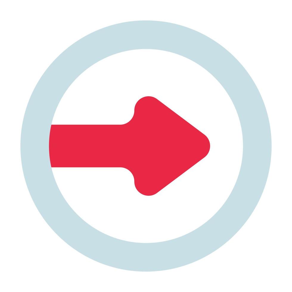 A flat design icon of forward arrow vector