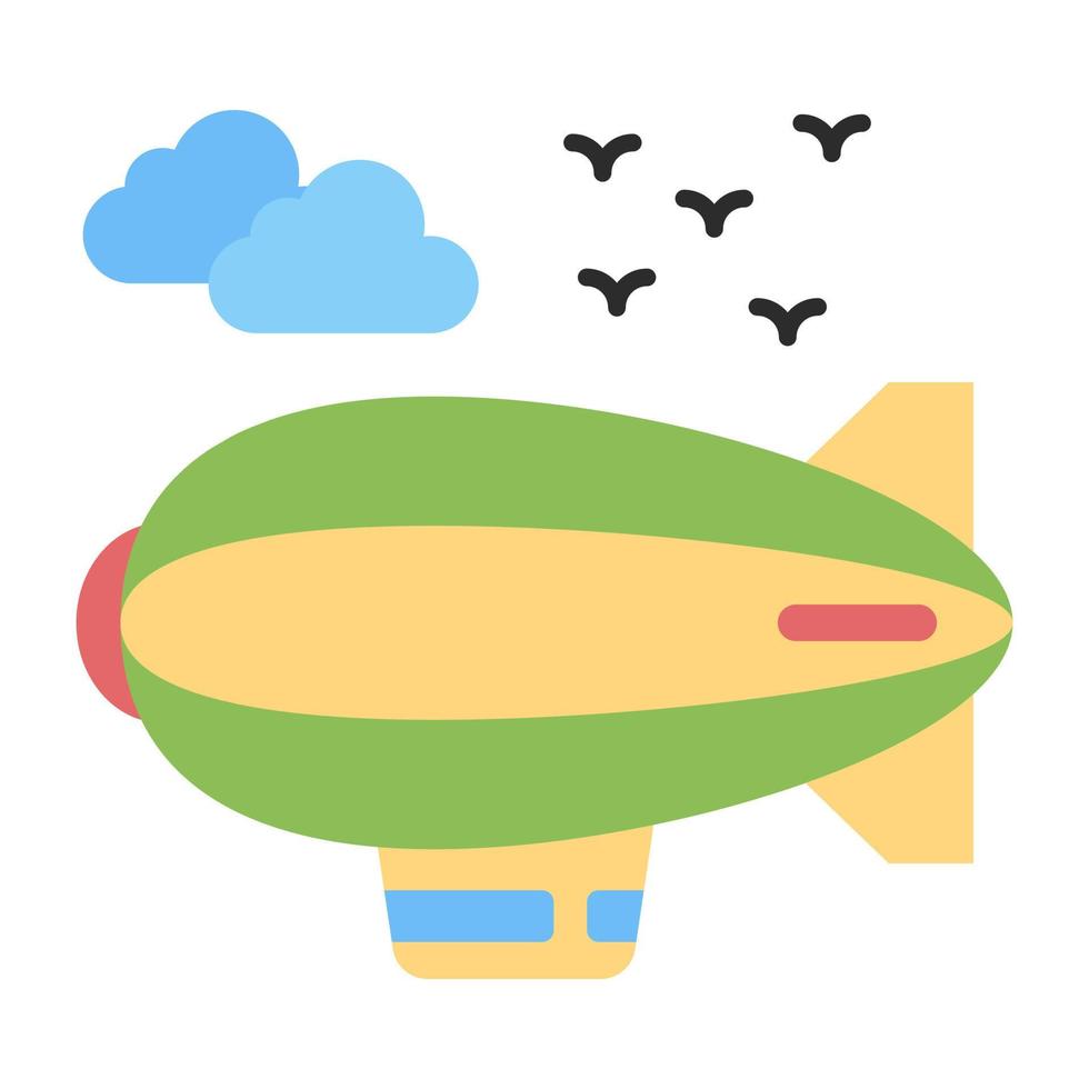 icono de globo dirigible, vector de zepelín