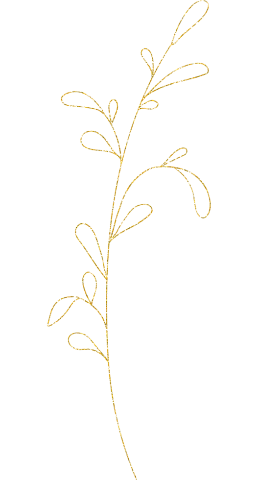 flor e folha de brilho de ouro png