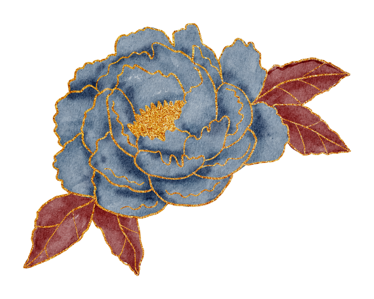 fleur à l'aquarelle d'or png