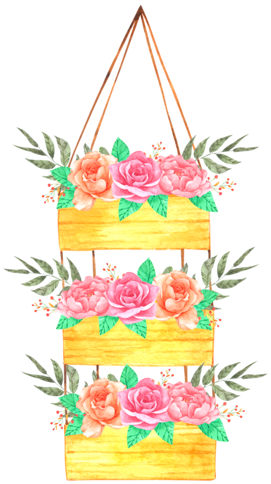 Flower in Basket watercolor png