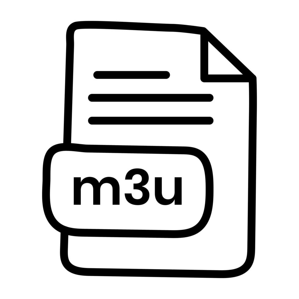 An outline design icon of m3u file vector
