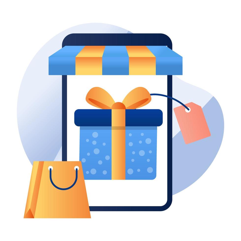 Flat design icon of mobile gift vector