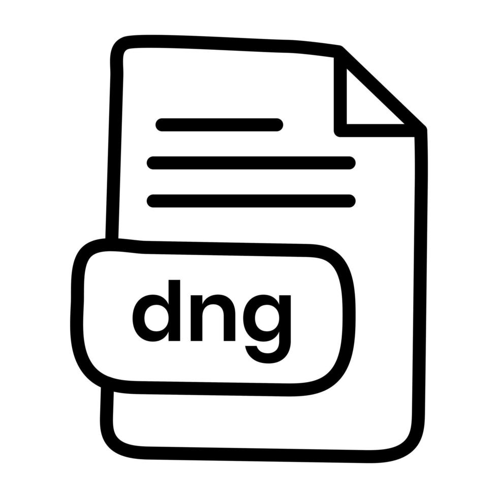 un icono de diseño de esquema de archivo dng vector