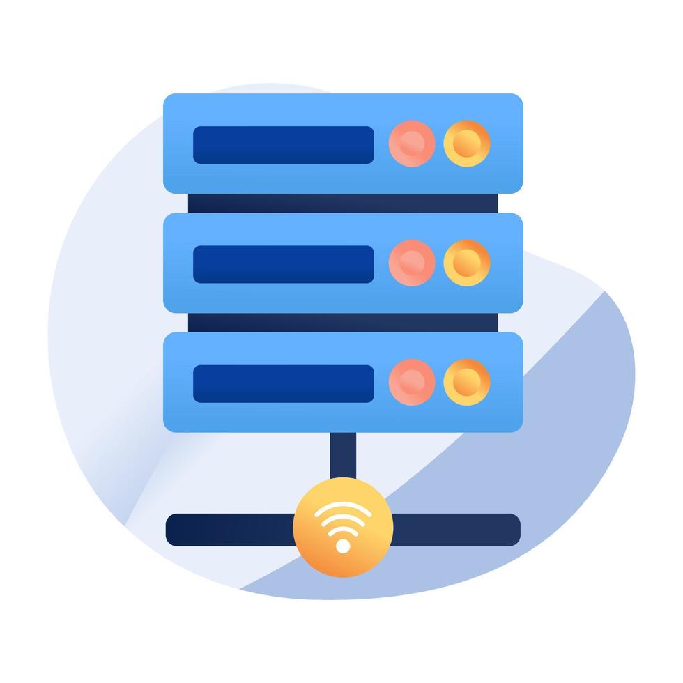 Flat design icon of network server vector