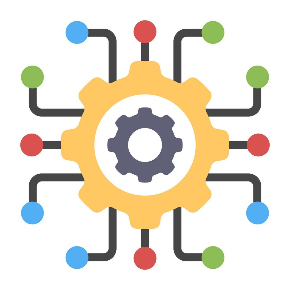 Gear with nodes, icon of network management vector
