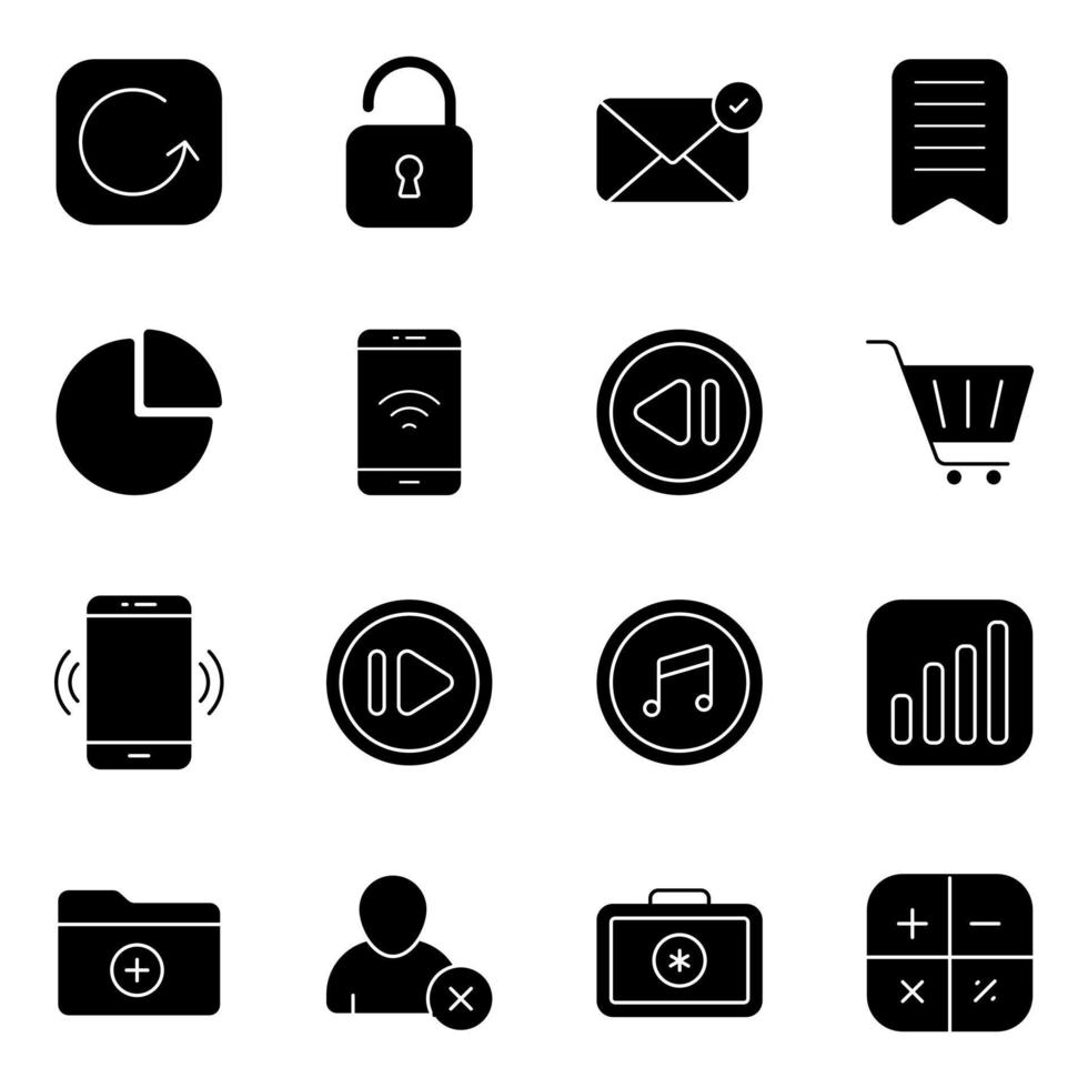 Pack of Security and Commerce Solid Icons vector