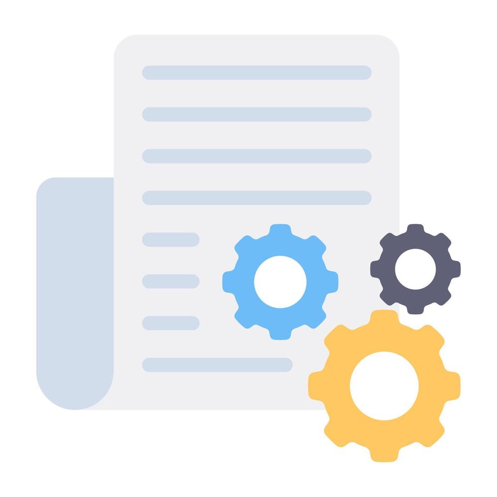Folded paper with gears, icon of document management 10290361 Vector