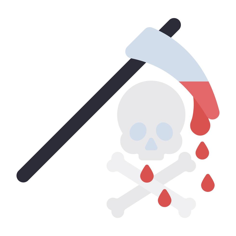 An editable design icon of skull scythe vector
