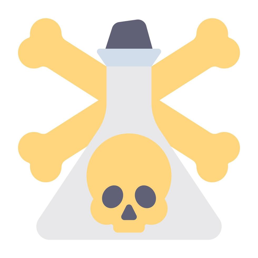 Toxin bottle icon, flat design of skull with crossbones vector