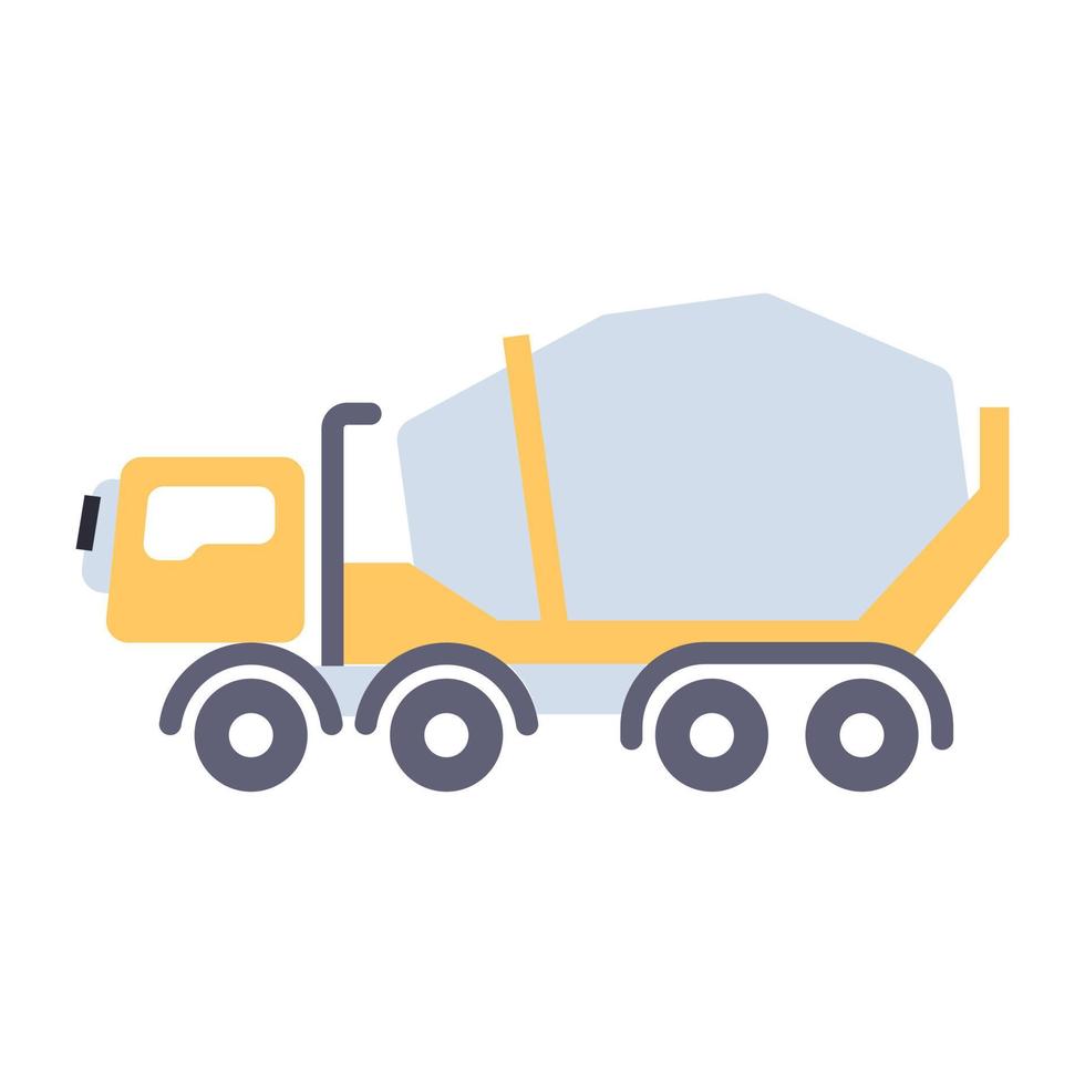 Flat design icon of concrete mixer vector