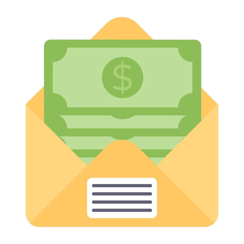 Money envelope icon in flat design vector