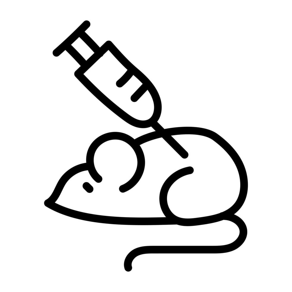 rata con inyección, diseño lineal de prueba de ratón vector