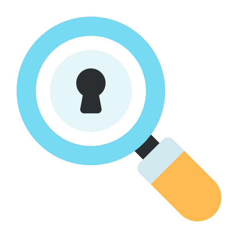 Icon of keyhole under magnifying glass, icon of search lock vector