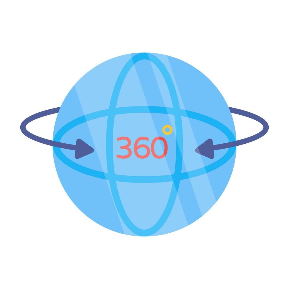 Conceptual icon of global rotation, flat design vector