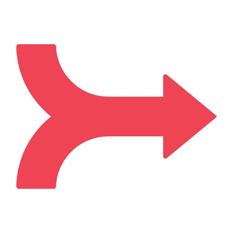 A flat design icon of merge forward arrow vector