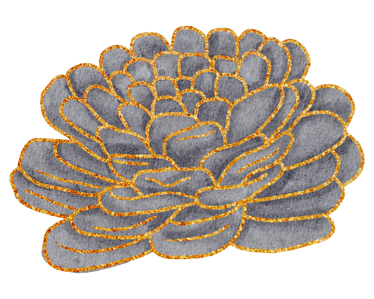 flor con acuarela dorada png