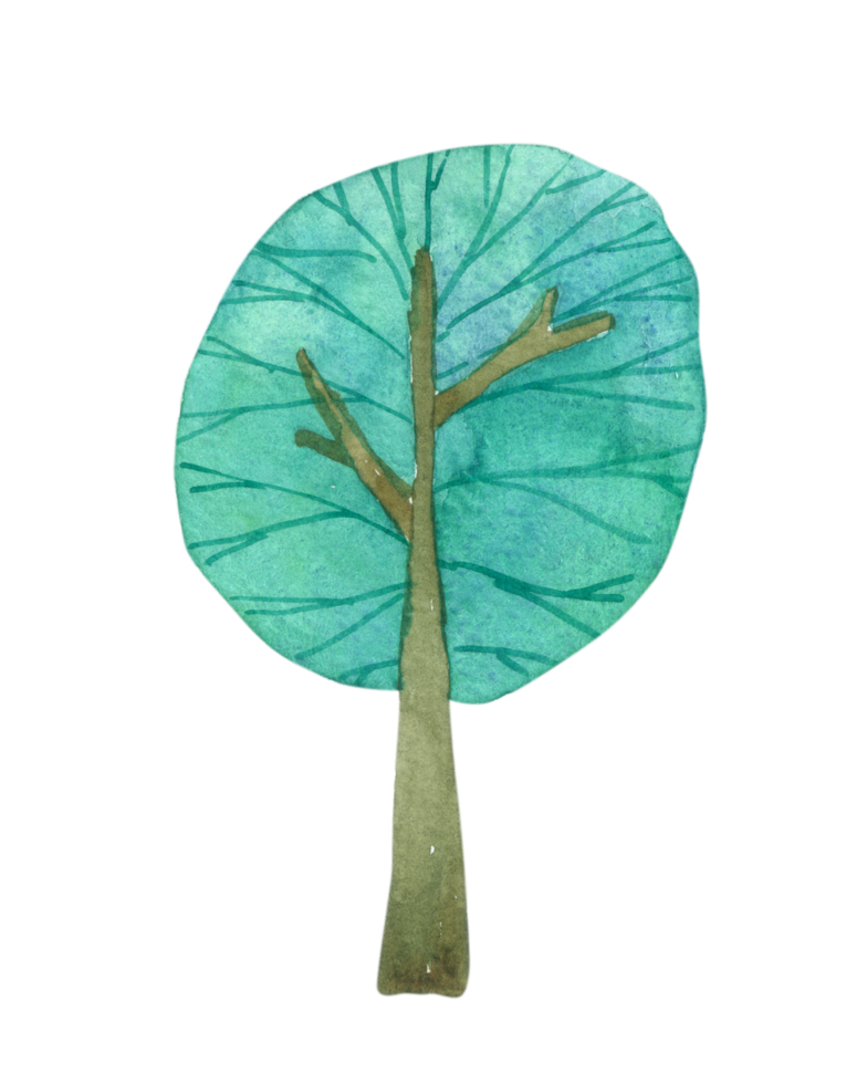 simpatico cartone animato dell'acquerello dell'albero png