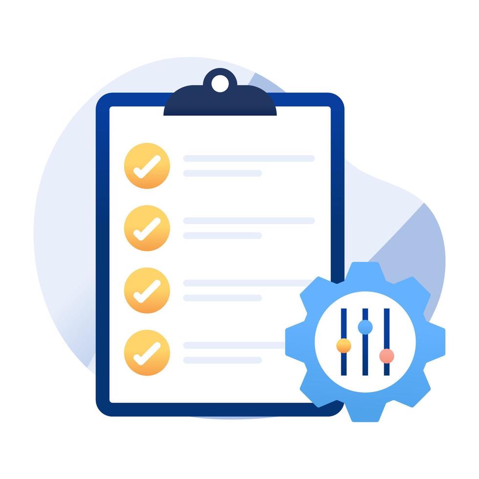 Clipboard paper with gear, icon of list management vector