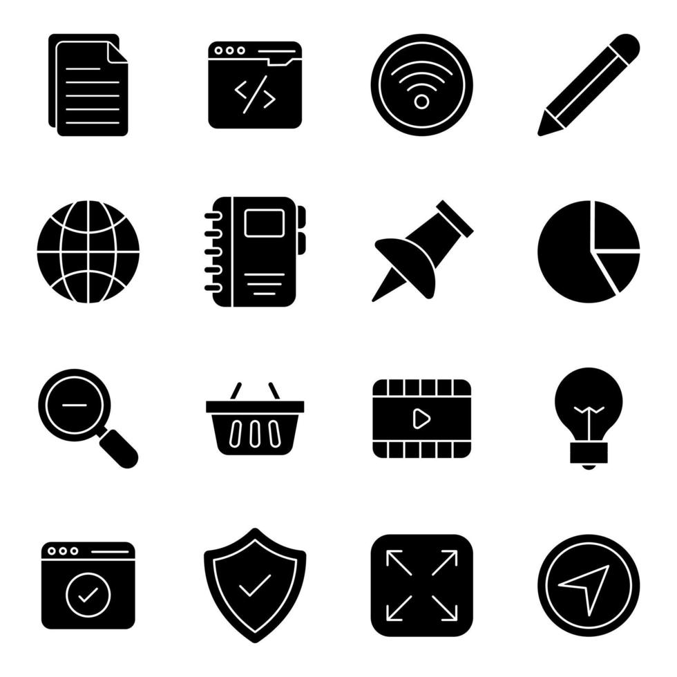 Pack of User Interface and Ux Solid Icons vector