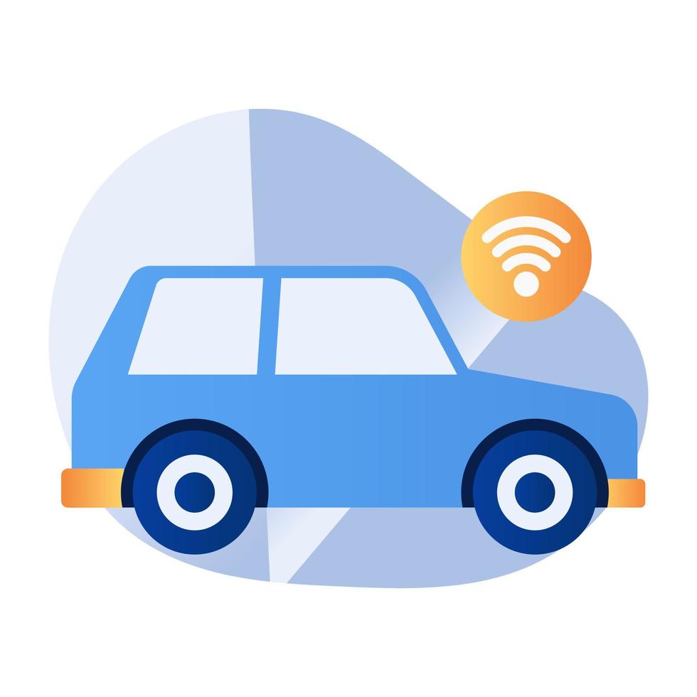 Wifi signal with automotive denoting concept of smart car vector