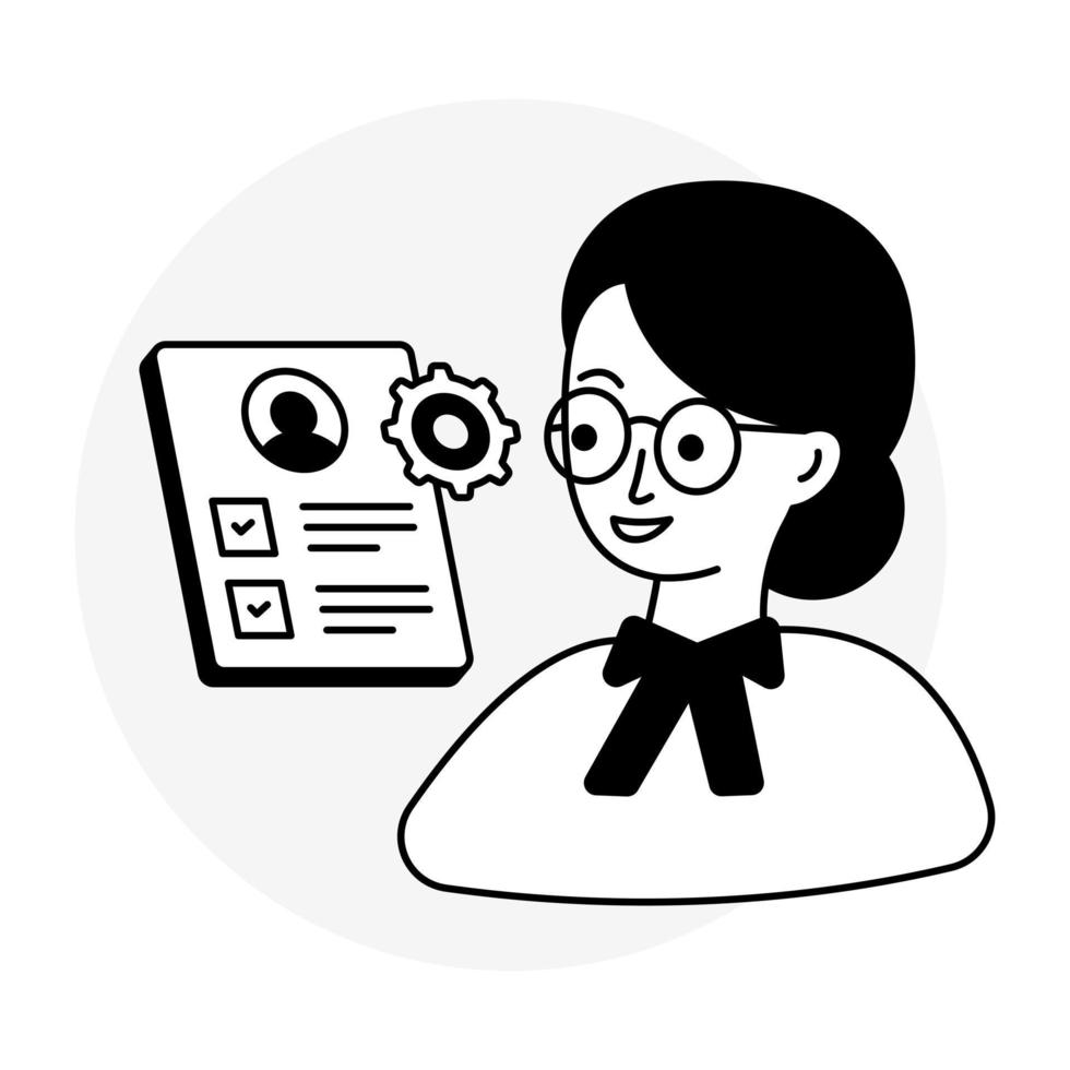 Cv with cogwheel denoting concept of resume management vector