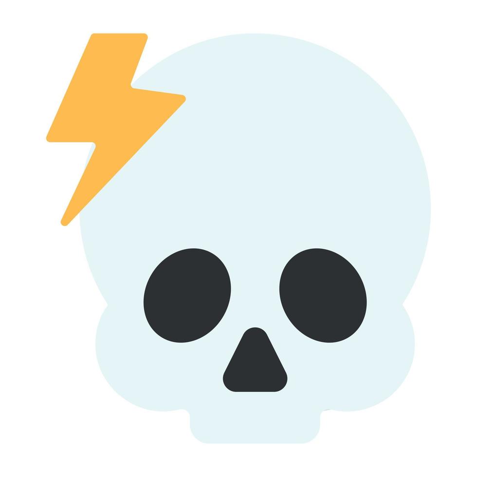 Skull with bolt denoting concept of danger sign vector