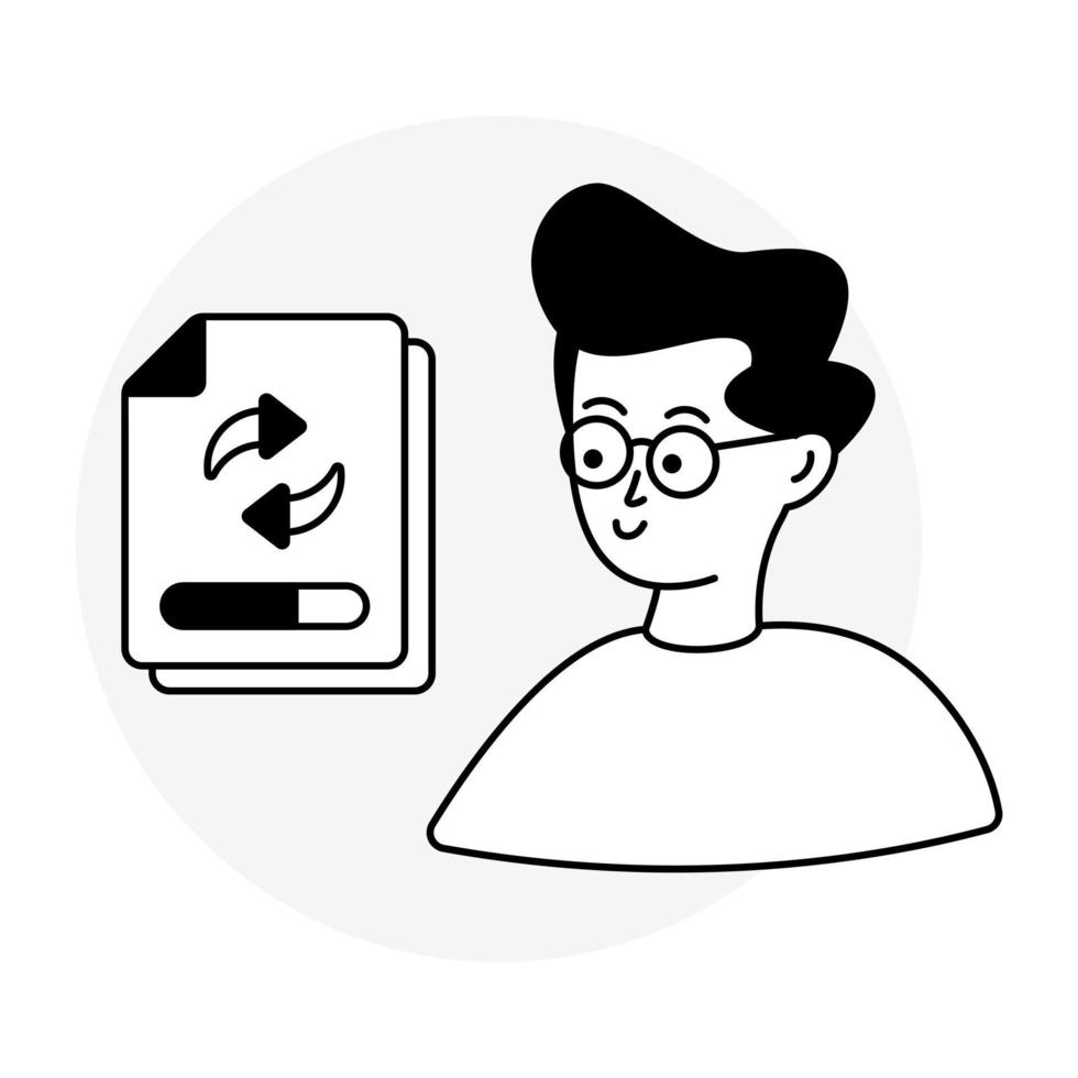 Vector design of file update, glyph line icon