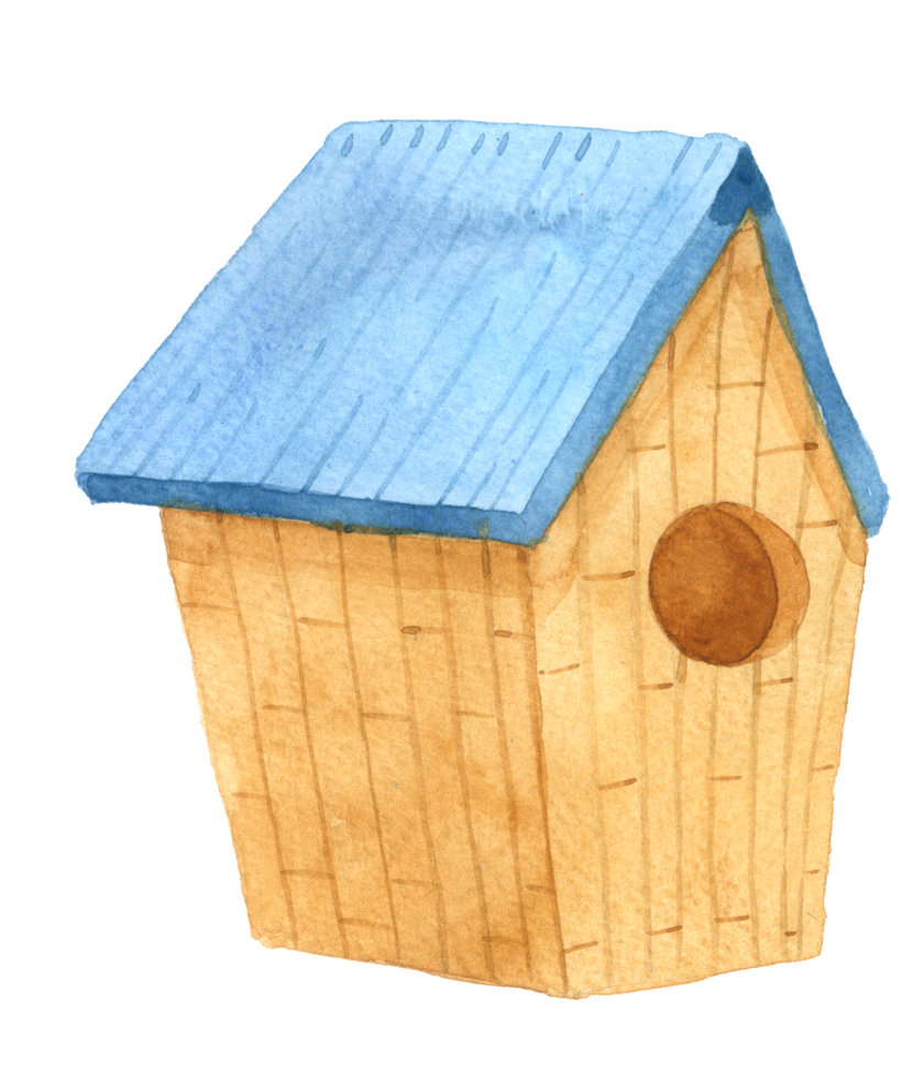 birds house watercolor hand paint png