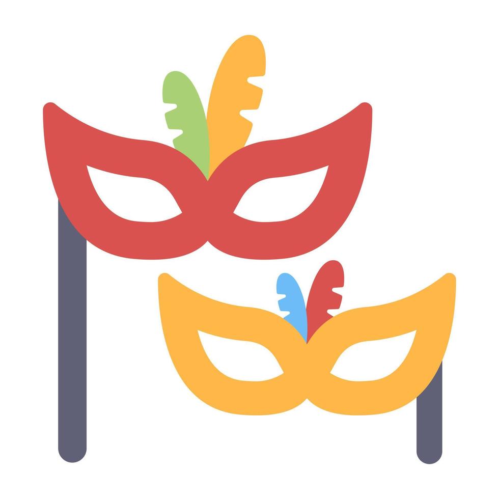 Happy and sad masks icon, flat design of theater masks vector