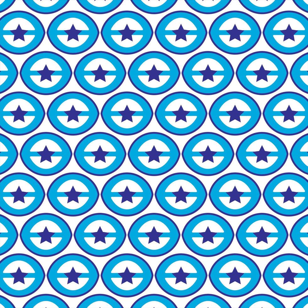 white and blue circles and stars pattern background. seamless vector tiles pattern.