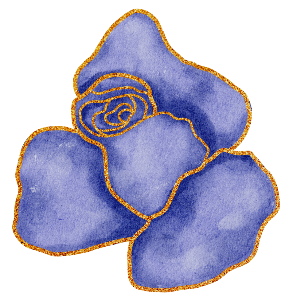 Flower with gold watercolor png