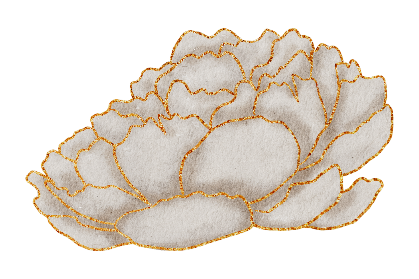 bloem met gouden aquarel png